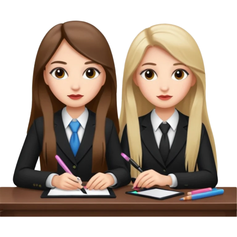 TWO GIRLS DOING PROJECT, PROFESSIONAL AND CUTE , LONG HAIR MAKEUP emoji
