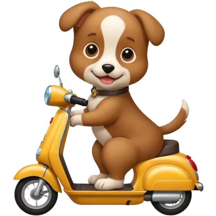 A puppy riding A scooter ￼ emoji
