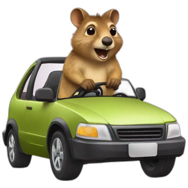 quokka wallaby driving in car emoji