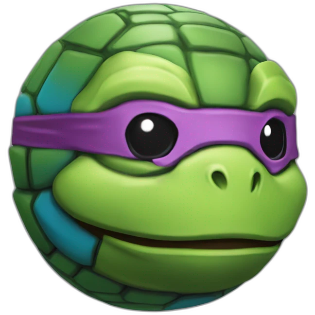 3d sphere with a cartoon Teenage mutant ninja turtle skin texture emoji