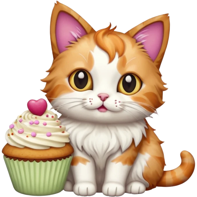 cat with a cupcake emoji