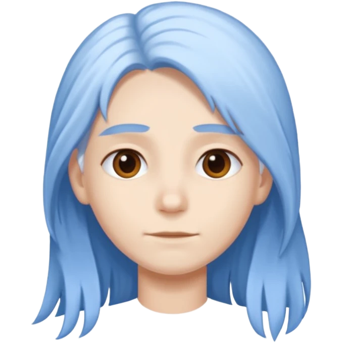 He was born with fair skin and slightly long white and blue hair. emoji