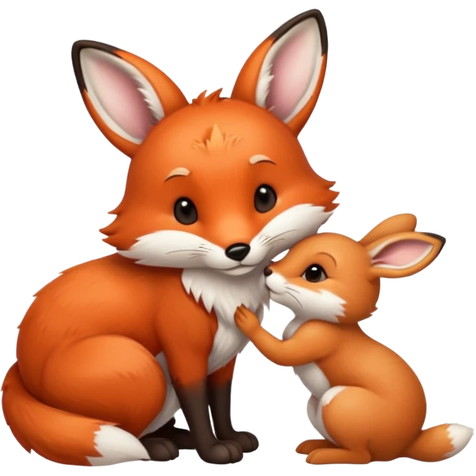 Fox kissing a bunny emoji