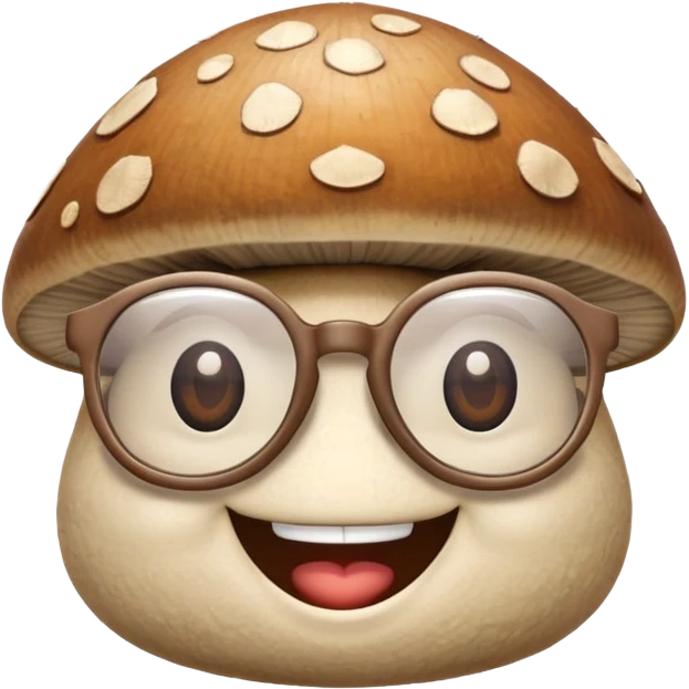 mushroom with glasses and a big smile emoji