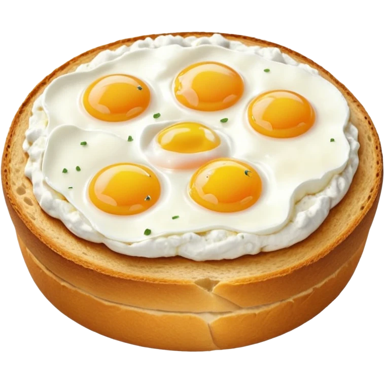 Sour bread with cottage cheese and egg on top emoji