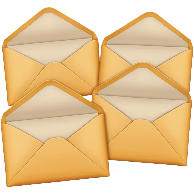 Three identical sealed manila envelopes in a row emoji