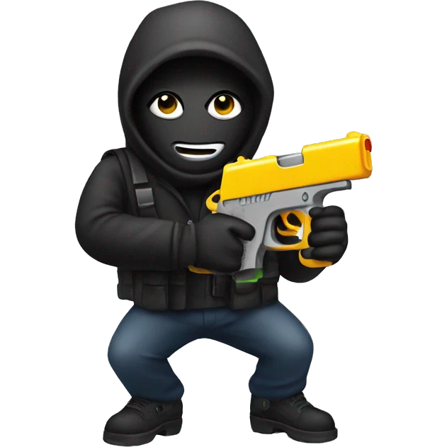 Robber emoji with water pistol emoji