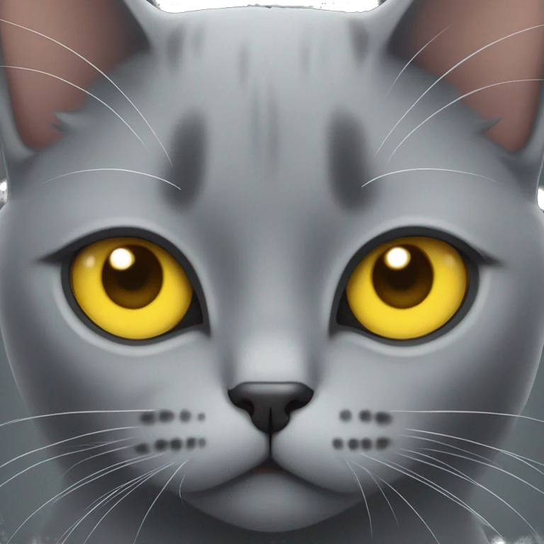 Gray cat with yellow eyes with a mark in left eye emoji