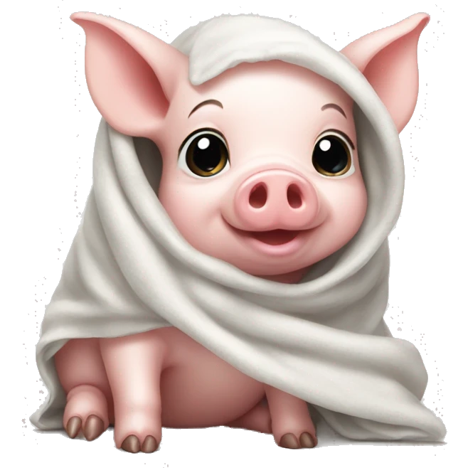 baby pig wearing a white blanket emoji