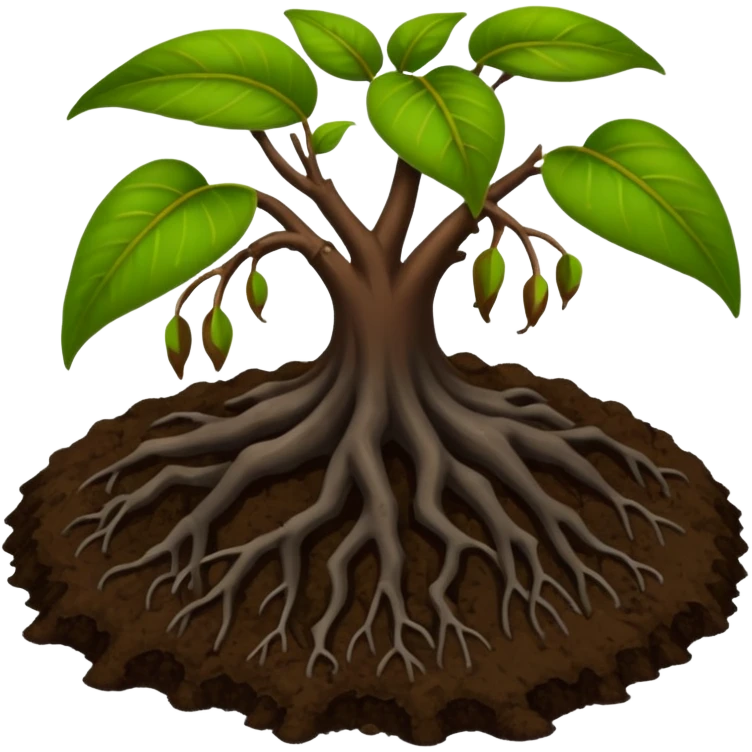 soil organic carbon with mangroves dropping leaves onto soil to rot emoji