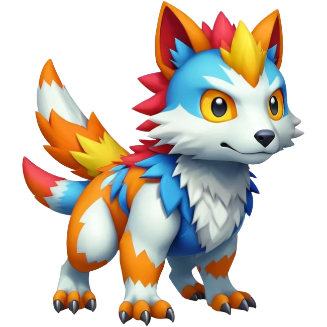 Colorful cute kawaii cool edgy Digimon-Fakemon-animal full body emoji