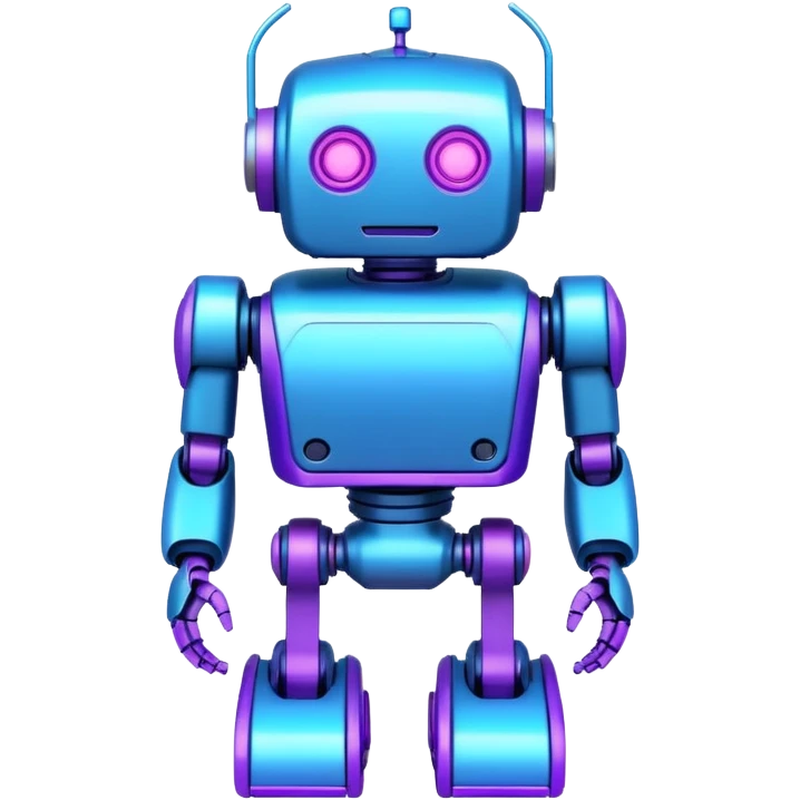 make a cool neon blue and purple robot emoji