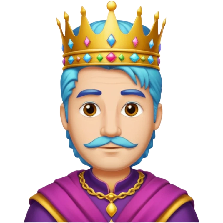king with no bear and colorful hair emoji