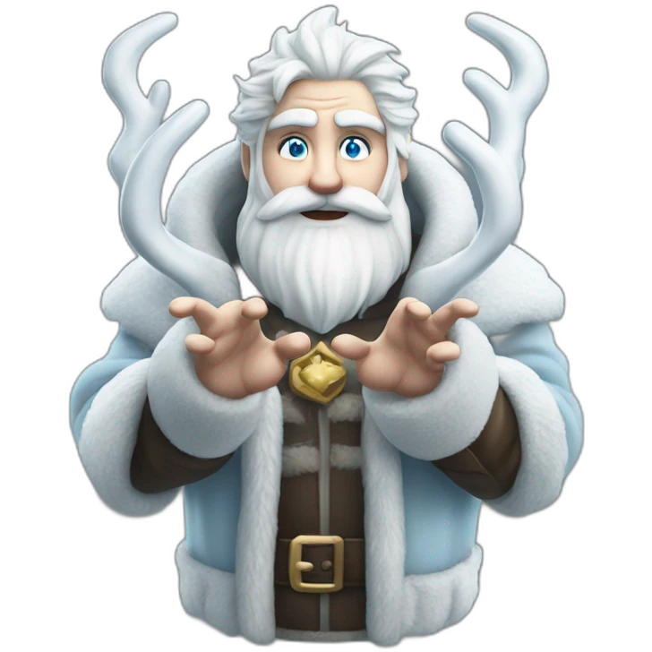 cool Father Frost hands Sign of the Horns emoji