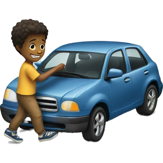 Boy pushing car emoji