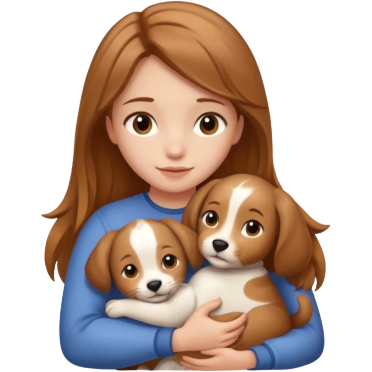 Chica castaña clara con su mascota emoji