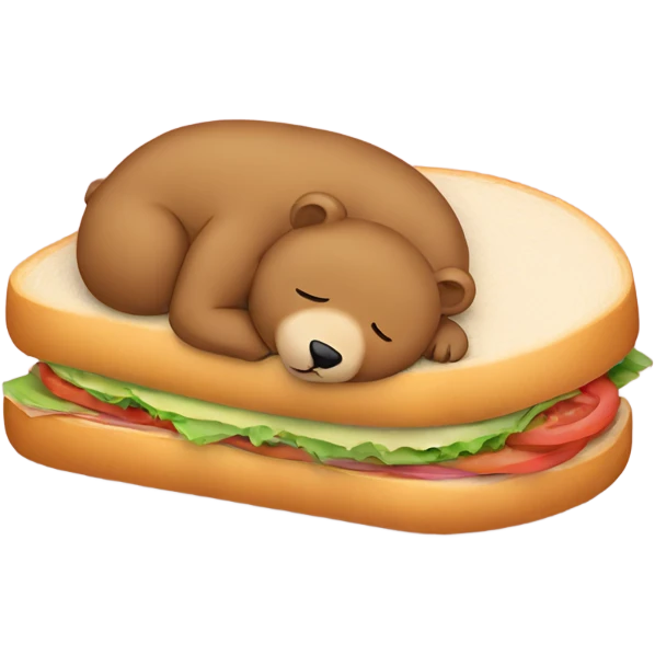 Sleeping teddy bear leaning against a sandwich  emoji
