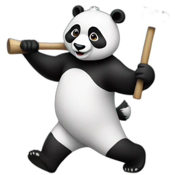 Panda marching with "raid" sign emoji