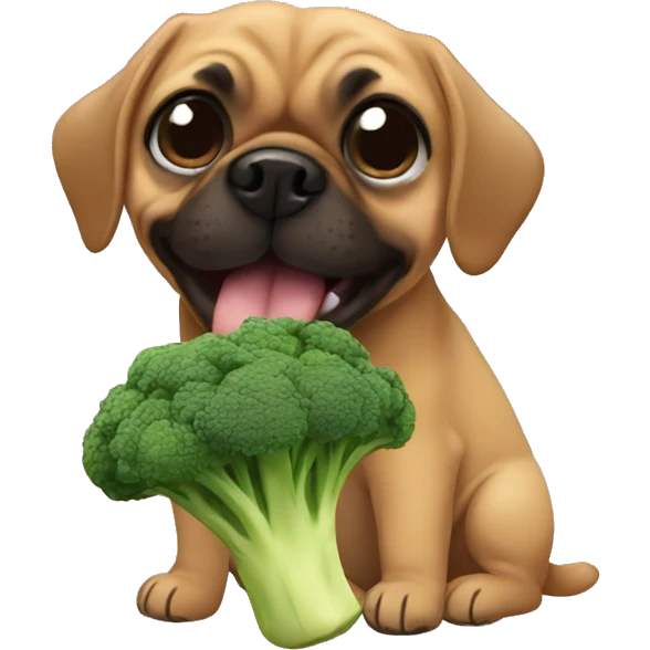 Puggle eating broccoli  emoji