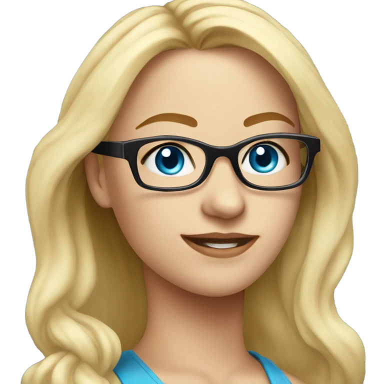 Real pretty blonde woman, blue eyes, wearing glasses - SIDE on emoji