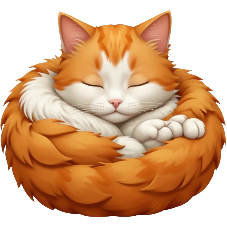 ginger and white small cat sleeping in weird position emoji