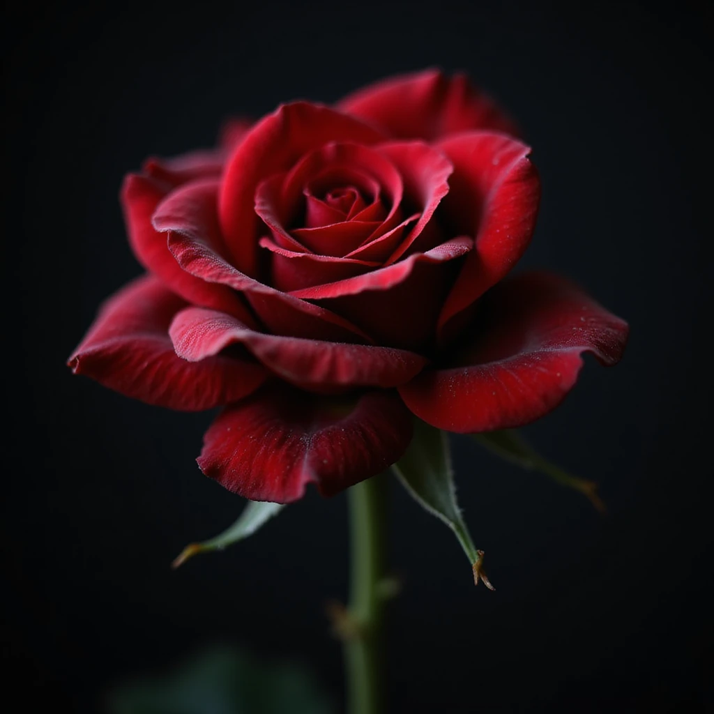 realistic gothic rose, black and red, photorealistic style, no background emoji
