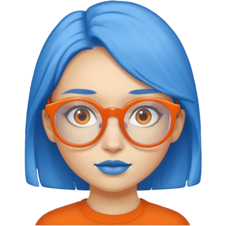 girl blue skinned orange glassed emoji