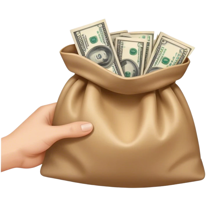one hand holding a bag of money emoji