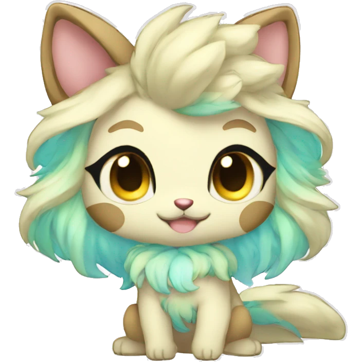 Cute Kawaii Chibi Anthro Sona Pretty Shiny Colorful Sparkly Fakemon Full Body emoji