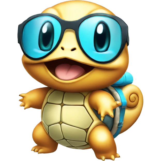 Squirtle honkin partying with sun glasses emoji