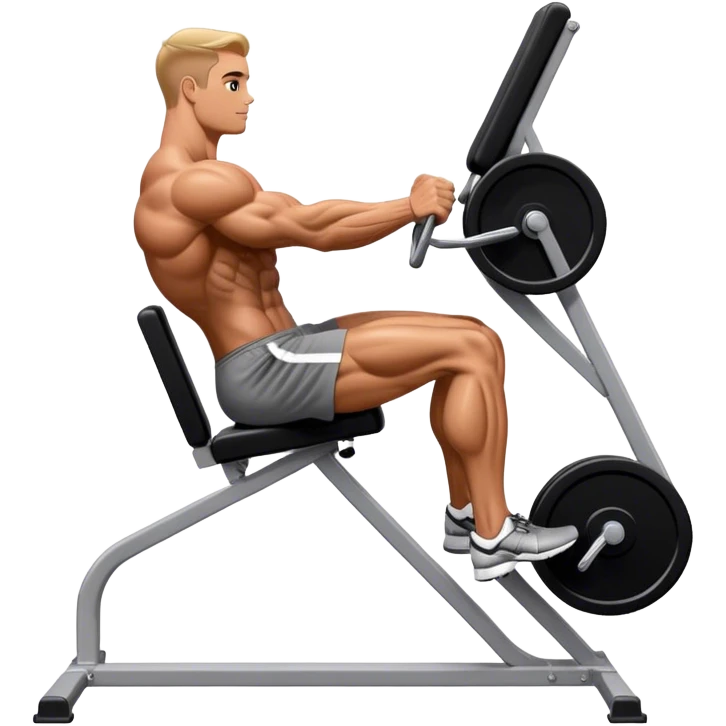 side-view bodybuilder seated weighted calf-raise machine lower leg exercise emoji