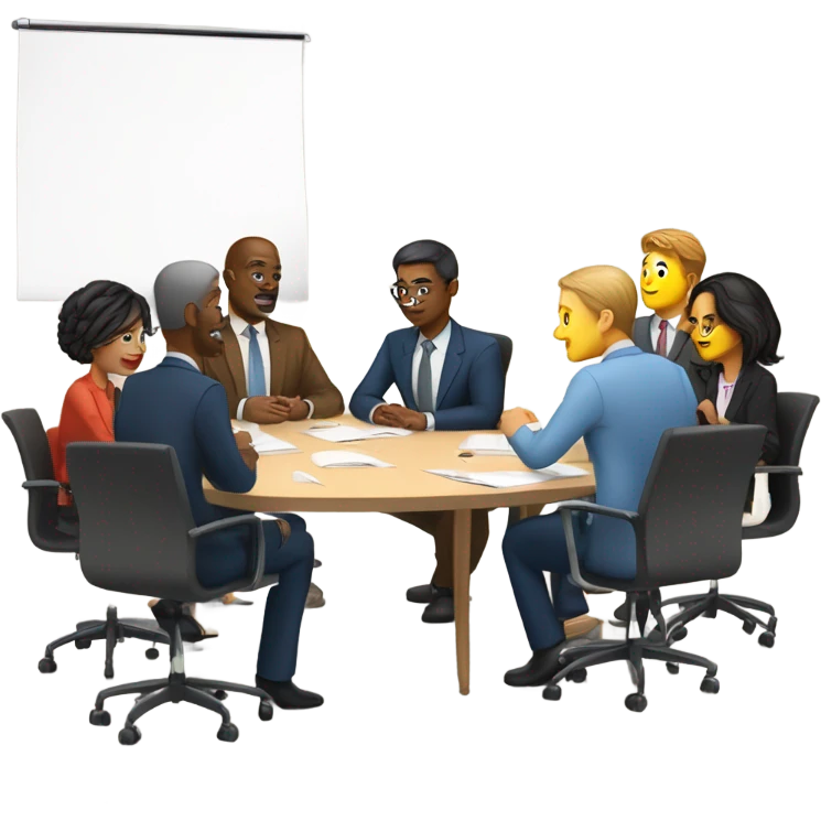 team meeting at a table emoji
