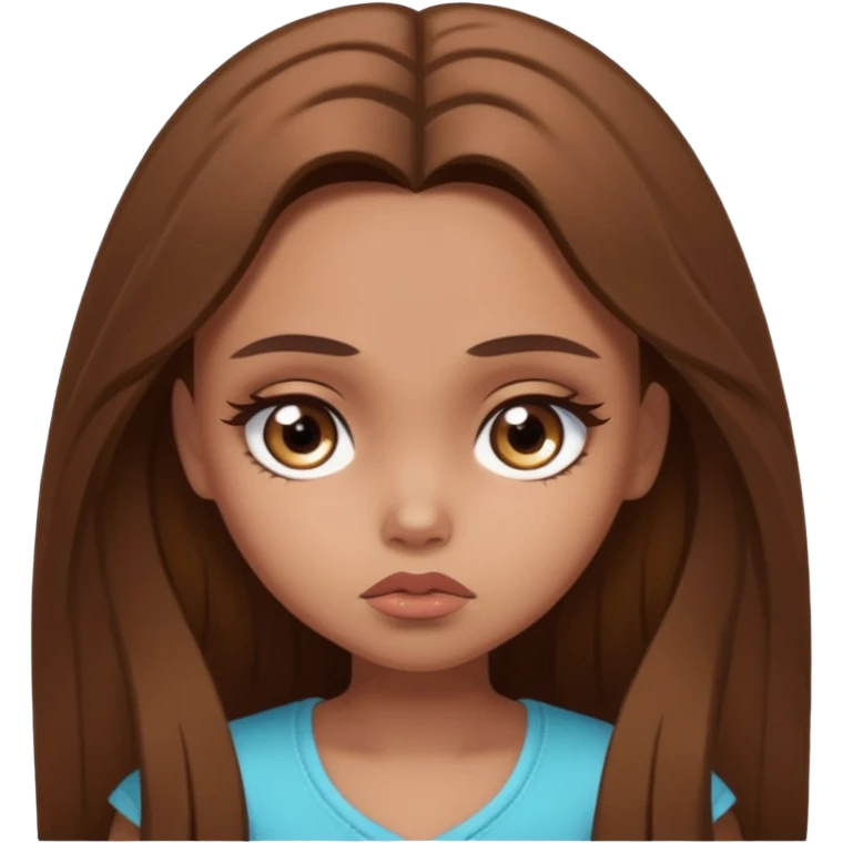 sad pretty brown bratz baddie, long brown hair emoji