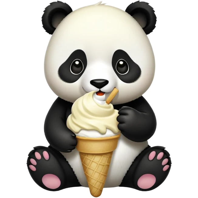 Panda eating ice cream emoji