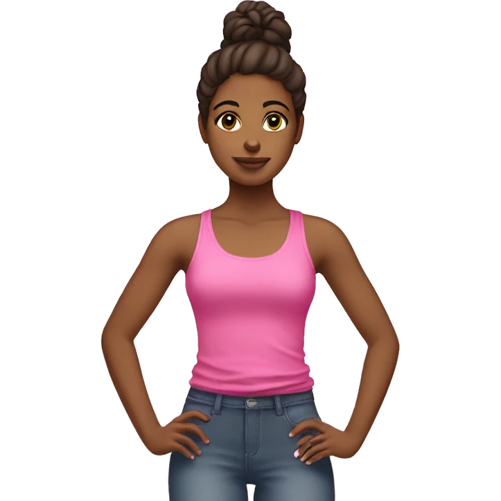 Brownskin girl with pink tank top emoji