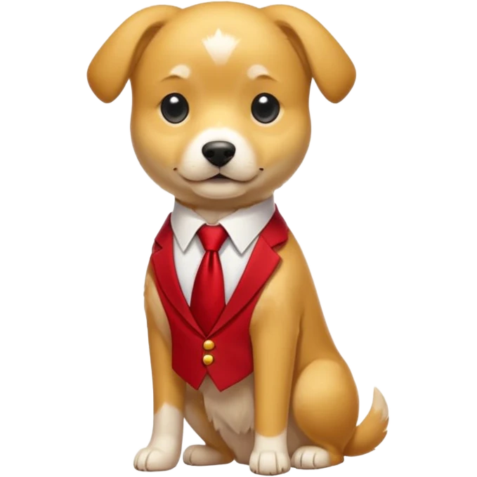 golden dog with white tie,red shirt cut body emoji