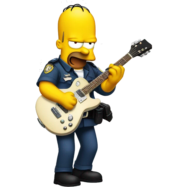 policeman Simpson plays guitar funny emoji