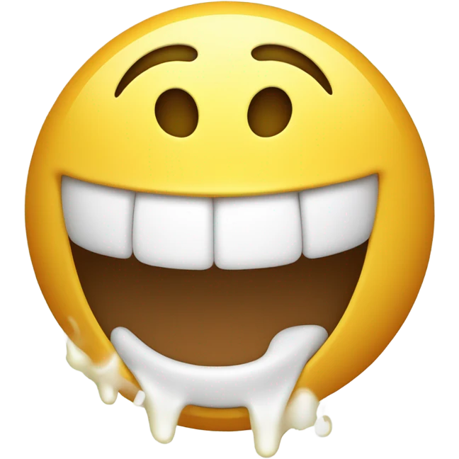 Smiling emoji having white honey fall out of its mouth  emoji