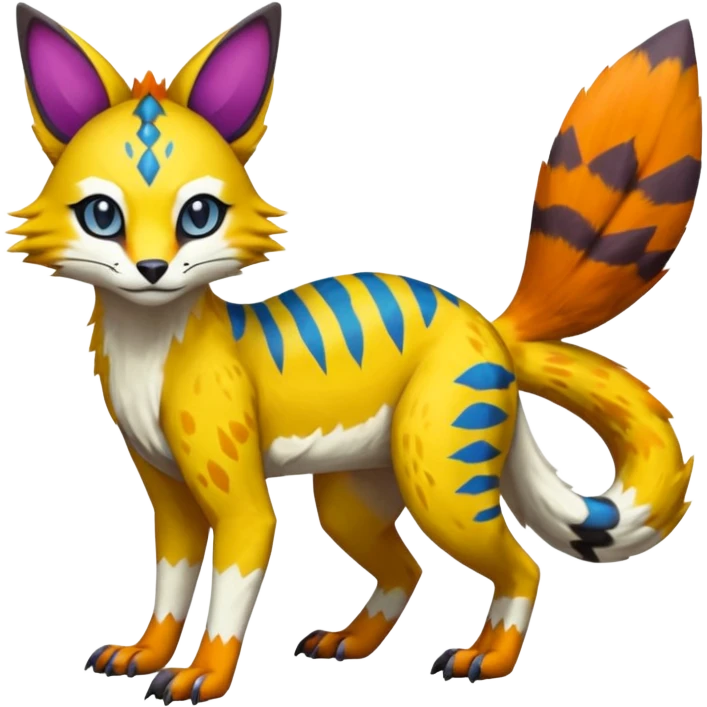 Colorful Bobcat-Sergal-Numbat-Serval-Genet-Pokémon-Digimon-Fakémon-fusion-hybrid-creature emoji