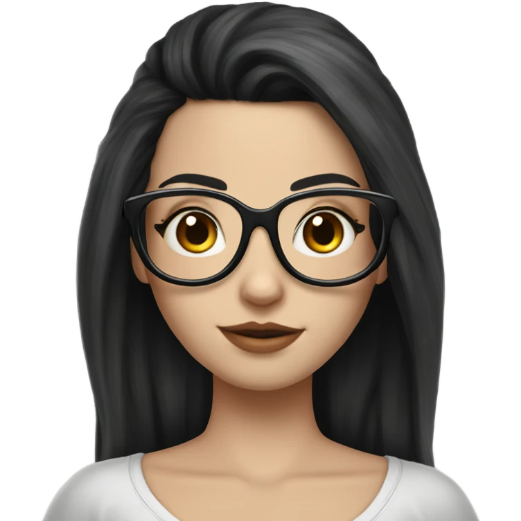 Hyperrealistic beautiful white girl, wearing a crown and glasses with tattoos, with long black hair  emoji
