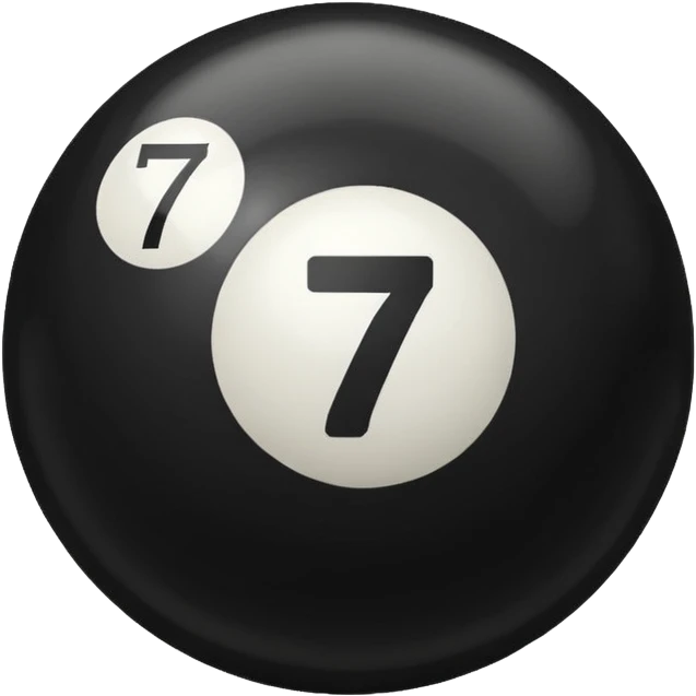 Black Pool ball with the number 7 on it. Only number 7 on it  emoji