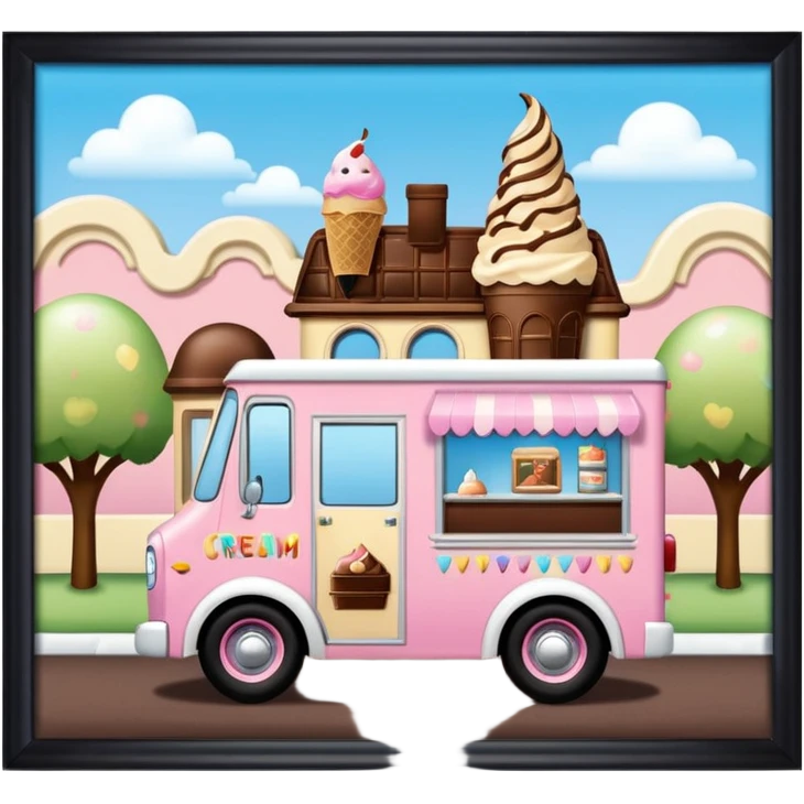 Krazy Ken Jenkins 4wd 1924 racing ice cream with chocolate, nuts and sprinkles dream house food truck  emoji