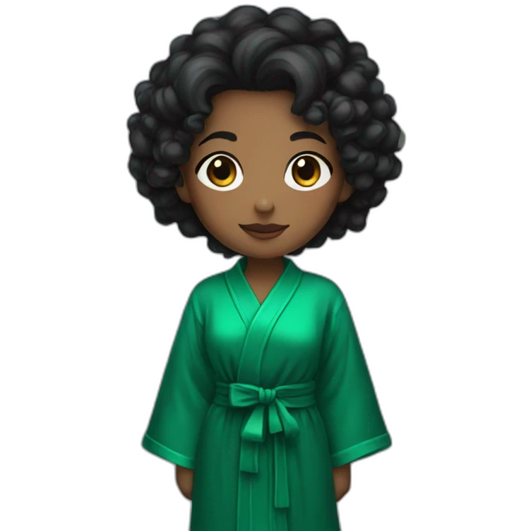 girl in a green emerald robe, with short, curly black hair emoji