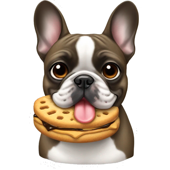 French bulldog eating a biscuit  emoji