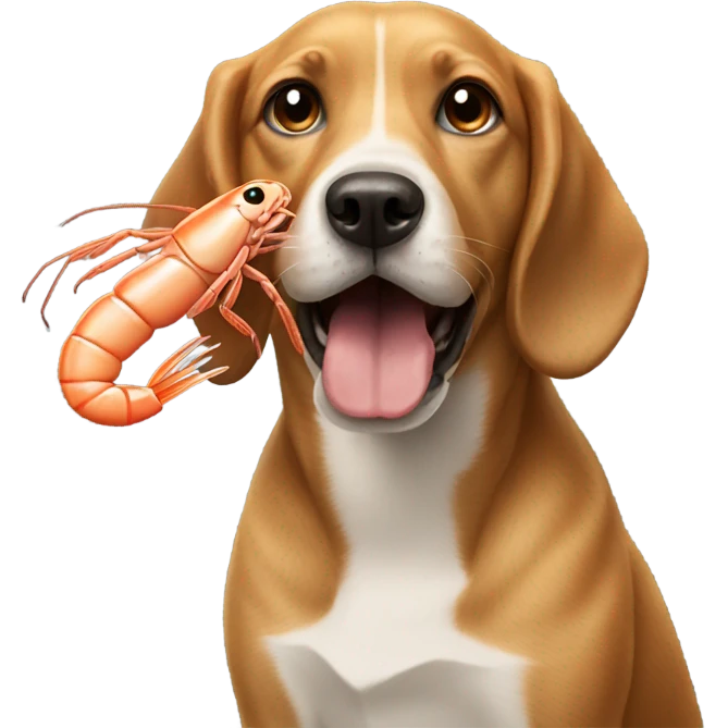 Dog eating a shrimp emoji