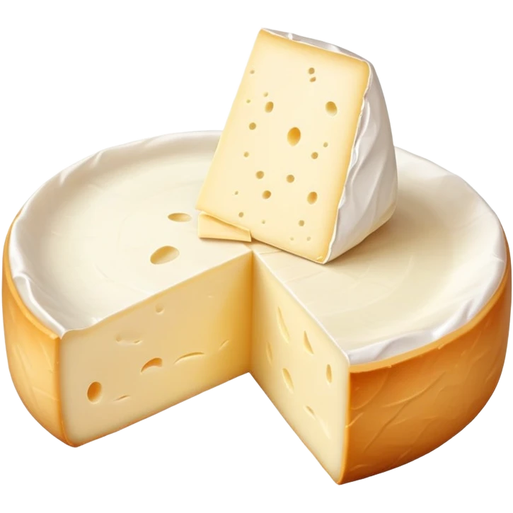 cinematic-realistic-brie-cheese-emoji,-featuring-a-creamy,-soft-ripened-cheese-with-a-delicate-rind-rendered-with-lifelike-detail-and-inviting,-natural-lighting. emoji