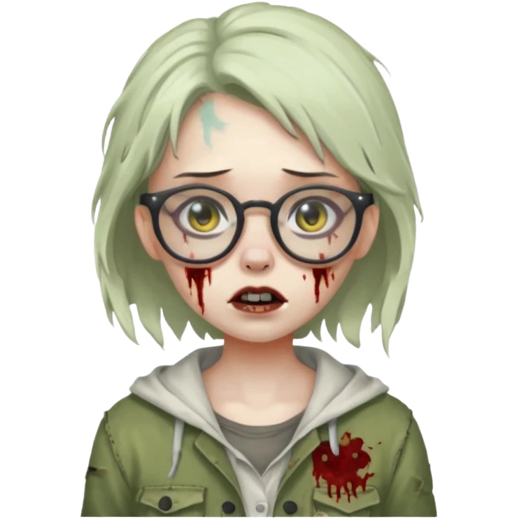 cute zombie girl with glasses emoji