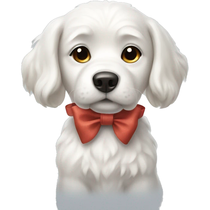 white dog with a bow emoji