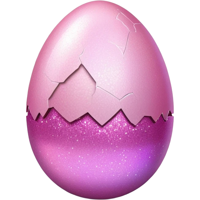 Pink glittery egg cracked open emoji