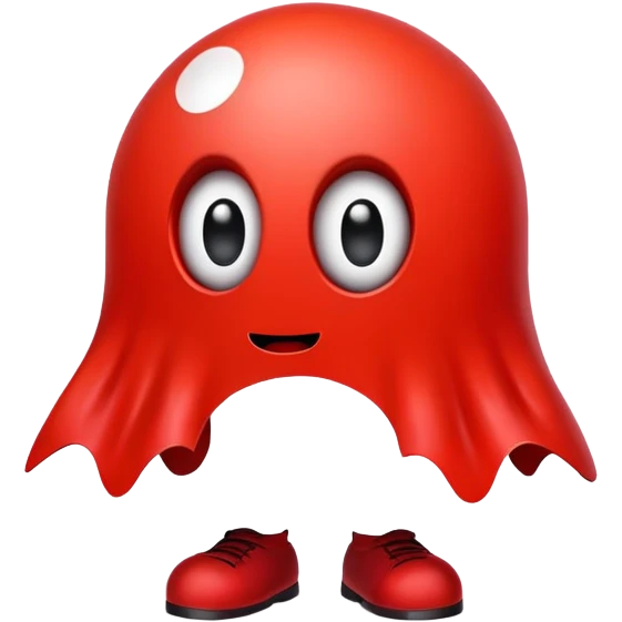 Red Pacman ghost character with big eyes emoji